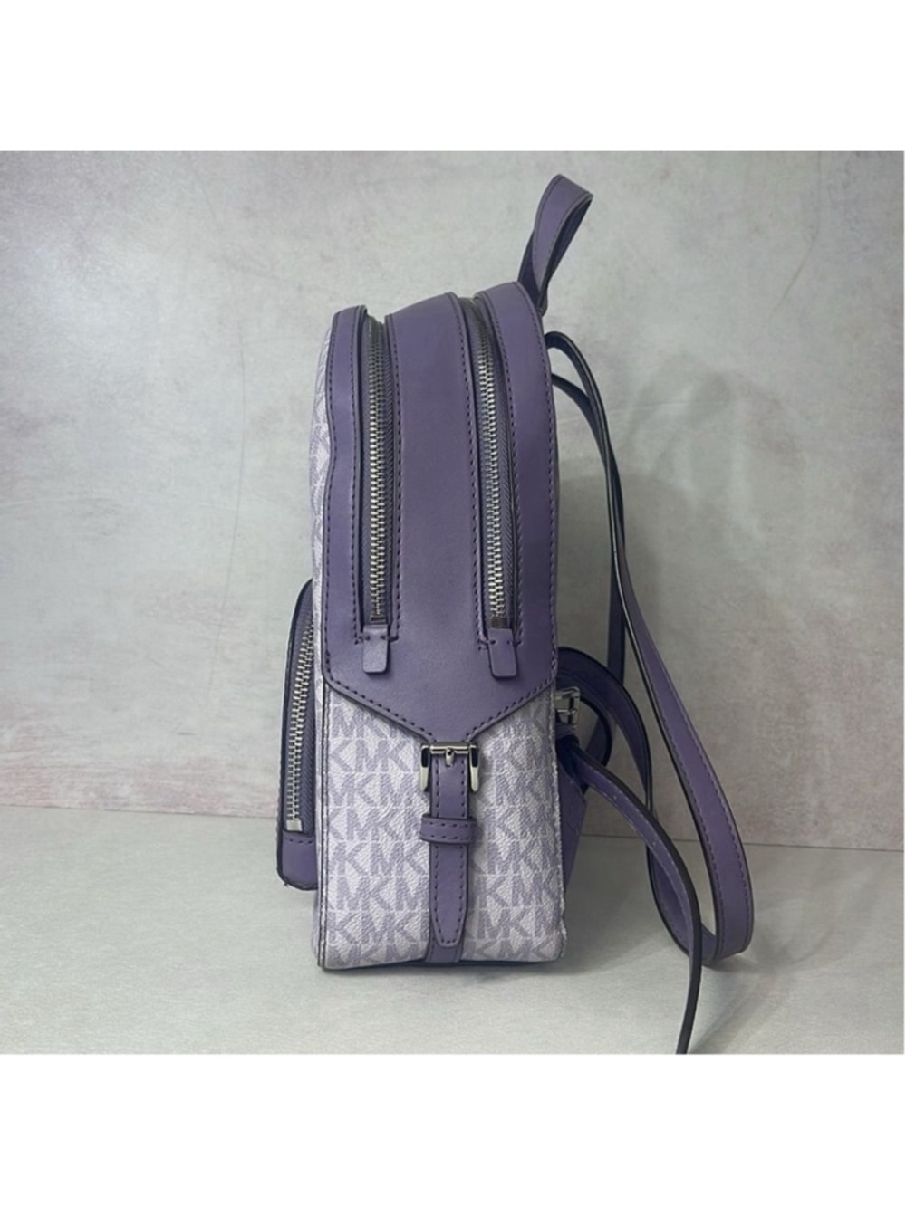 Michael Kors Jaycee Backpack MK Logo Purple & White Orchid Haze Center Stripe - Picture 7 of 15